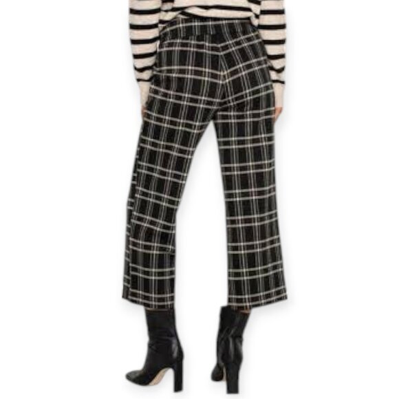 Liverpool Mabel Plaid XS Black Cropped Wide Leg Pull On Office Pants - Picture 1 of 13